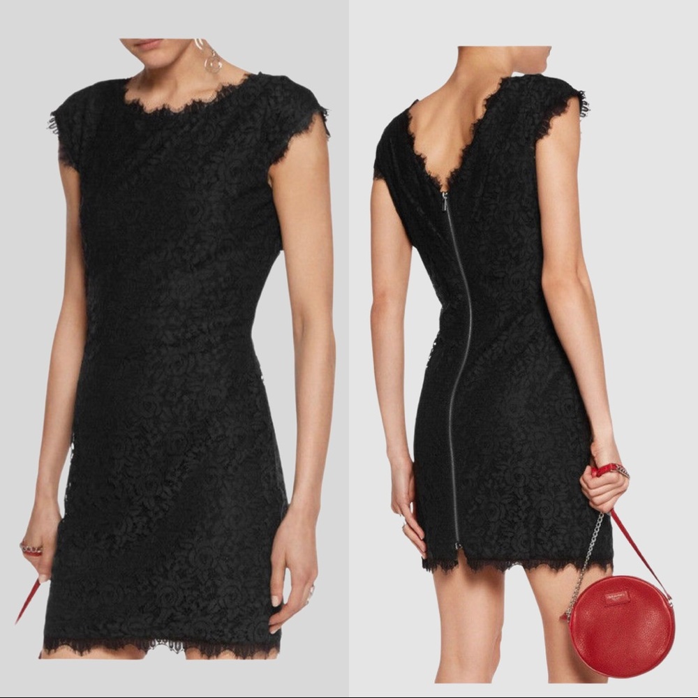 Diane Von Furstenberg Barbara dress size 4 black lace